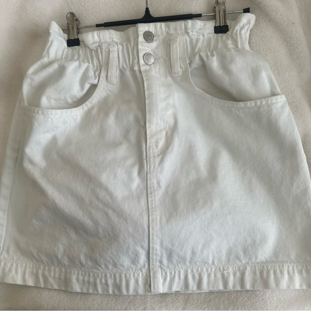 Forever 21 Paper-bag White Denim Jean Mini Skirt Size M